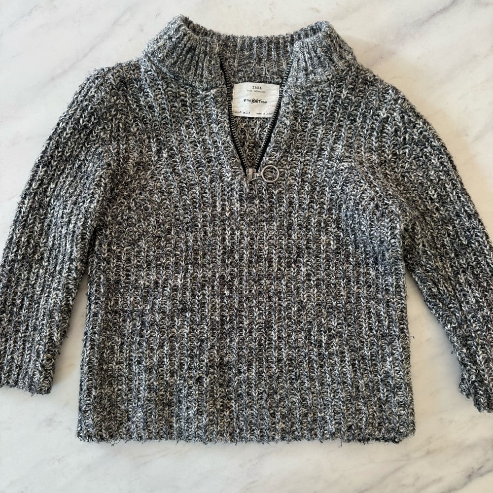 Zara boys 3/4 Zip Grey Sweater